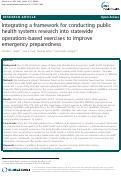 Cover page: Integrating a framework for conducting public health systems research into statewide operations-based exercises to improve emergency preparedness