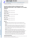 Cover page: Executive Cognitive Functions and Behavioral Control Differentially Predict HbA1c in Type 1 Diabetes across Emerging Adulthood