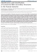 Cover page: Identification and classification of conserved RNA secondary structures in the human genome
