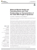 Cover page: Maternal Mental Health and Parenting Stress and Their Relationships to Characteristics of the Child With Fragile X Syndrome