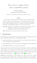 Cover page of Three roads to complete lattices:&nbsp;orders, compatibility, polarity