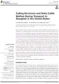 Cover page: Culling Decisions and Dairy Cattle Welfare During Transport to Slaughter in the United States