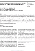 Cover page: Differences in the Molecular Species of CA125 Across the Phases of the Menstrual Cycle.