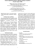 Cover page: Psychocomputational Models of Human Language Acquisition