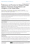 Cover page: Preferences and Priorities for Relapsed Multiple Myeloma Treatments Among Patients and Caregivers in the United States.