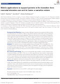 Cover page: Mobile applications to support parents in the transition from neonatal intensive care unit to home: a narrative review.