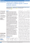 Cover page: Patient and caregiver factors in ambulatory incident reports: a mixed-methods analysis