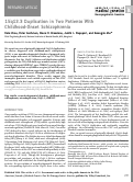 Cover page: 15q13.3 duplication in two patients with childhood-onset schizophrenia.