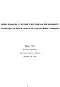 Cover page of ADHD: BIOLOGICAL DISEASE OR PSYCHOSOCIAL DISORDER? Accounting for the French-American Divergence in Ritalin Consumption