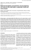 Cover page: Maternal hemoglobin concentrations across pregnancy and maternal and child health: a systematic review and meta‐analysis