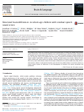 Cover page: Structural brain differences in school-age children with residual speech sound errors