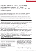 Cover page: Pegylated Interferon Alfa-2a Monotherapy Results in Suppression of HIV Type 1 Replication and Decreased Cell-Associated HIV DNA Integration