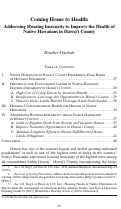 Cover page: Coming Home to Health: Addressing Housing Insecurity to Improve the Health of Native Hawaiians in Hawai'i County