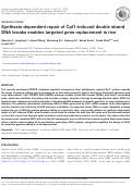 Cover page: Synthesis-dependent repair of Cpf1-induced double strand DNA breaks enables targeted gene replacement in rice