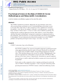 Cover page: Psychological Science in the Wake of COVID-19: Social, Methodological, and Metascientific Considerations.