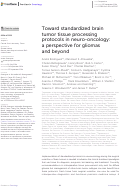 Cover page: Toward standardized brain tumor tissue processing protocols in neuro-oncology: a perspective for gliomas and beyond.