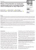 Cover page: Effects of discontinuation of serotonergic antidepressants prior to psilocybin therapy versus escitalopram for major depression.