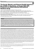 Cover page: The Social, Mental, and Physical Health Impacts of the COVID-19 Pandemic on People With HIV: Protocol of an Observational International Multisite Study