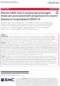 Cover page: Plasma SARS-CoV-2 nucleocapsid antigen levels are associated with progression to severe disease in hospitalized COVID-19