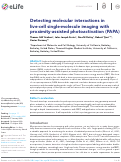 Cover page: Detecting molecular interactions in live-cell single-molecule imaging with proximity-assisted photoactivation (PAPA)
