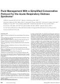 Cover page: Fluid management with a simplified conservative protocol for the acute respiratory distress syndrome*.