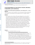 Cover page: Lung Transplantation for Cystic Fibrosis: Results, Indications, Complications, and Controversies