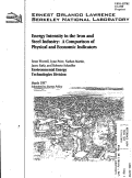 Cover page: Energy Intensity in the Iron and Steel Industry: A Comparison of Physical and Economic Indicators