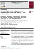 Cover page: Cholesterol lipoproteins and prevalence of dyslipidemias in urban Asian Indians: A cross sectional study