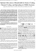 Cover page: Optimal Allocation of Bandwidth for Source Coding, Channel Coding, and Spreading in CDMA Systems