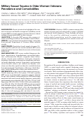 Cover page: Military Sexual Trauma in Older Women Veterans: Prevalence and Comorbidities.