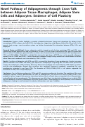 Cover page: Novel Pathway of Adipogenesis through Cross-Talk between Adipose Tissue Macrophages, Adipose Stem Cells and Adipocytes: Evidence of Cell Plasticity