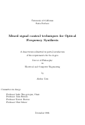 Cover page: Mixed Signal Control Techniques for Optical Frequency Synthesis