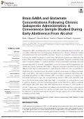 Cover page: Brain GABA and Glutamate Concentrations Following Chronic Gabapentin Administration: A Convenience Sample Studied During Early Abstinence From Alcohol