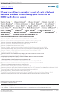 Cover page: Measurement bias in caregiver‐report of early childhood behavior problems across demographic factors in an ECHO‐wide diverse sample