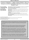 Cover page: “Friction by Definition”: Conflict at Patient Handover Between Emergency and Internal Medicine Physicians at an Academic Medical Center