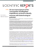 Cover page: De novo transcriptome of the cosmopolitan dinoflagellate Amphidinium carterae to identify enzymes with biotechnological potential.