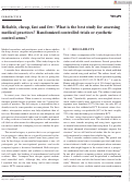 Cover page: Reliable, cheap, fast and few: What is the best study for assessing medical practices? Randomized controlled trials or synthetic control arms?