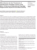 Cover page: Microfracture for the Treatment of Symptomatic Cartilage Lesions of the Knee: A Survey of International Cartilage Regeneration &amp; Joint Preservation Society.