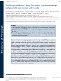 Cover page: In silico prediction of drug therapy in catecholaminergic polymorphic ventricular tachycardia