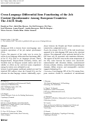 Cover page: Cross-language differential item functioning of the job content questionnaire among European Countries: The JACE study