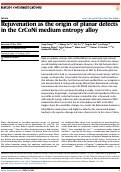 Cover page: Rejuvenation as the origin of planar defects in the CrCoNi medium entropy alloy