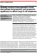 Cover page: Spatially-resolved transcriptomics reveal macrophage heterogeneity and prognostic significance in diffuse large B-cell lymphoma.