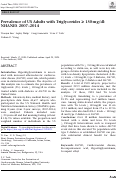 Cover page: Prevalence of US Adults with Triglycerides ≥ 150 mg/dl: NHANES 2007–2014