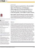 Cover page: Exome Sequencing Identifies a Novel LMNA Splice-Site Mutation and Multigenic Heterozygosity of Potential Modifiers in a Family with Sick Sinus Syndrome, Dilated Cardiomyopathy, and Sudden Cardiac Death