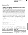 Cover page: Replication study of SNP associations for colorectal cancer in Hong Kong Chinese