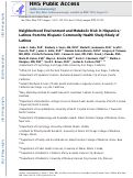 Cover page: Neighborhood Environment and Metabolic Risk in Hispanics/Latinos From the Hispanic Community Health Study/Study of Latinos