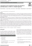 Cover page: Lipoprotein(a) and Its Potential Association with Thrombosis and Inflammation in COVID-19: a Testable Hypothesis