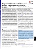 Cover page: Programmed Allee effect in bacteria causes a tradeoff between population spread and survival