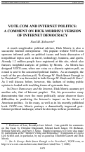 Cover page: Vote.com and Internet Politics: A Comment on Dick Morris' Vision of Internet Democracy