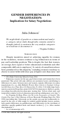 Cover page: Gender Differences in Negotiation: Implications for Salary Negotiations